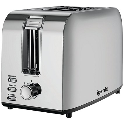 Igenix 2 Slice Toaster 750W Stainless Steel