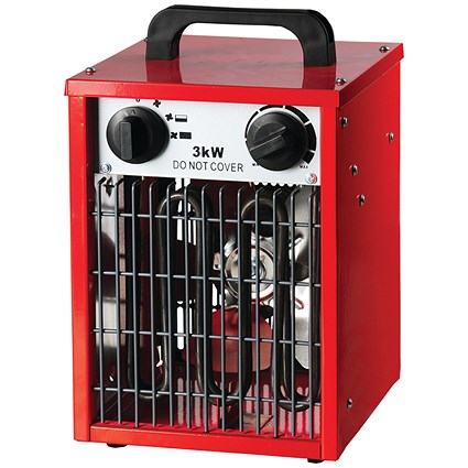 3kW Industrial Fan Heater, Red