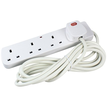 CED Surge Protected Power Extension Lead, 4 Sockets, 2m Lead, White CED Surge Protected Power Extension Lead, 4 Sockets, 2m Lead, White