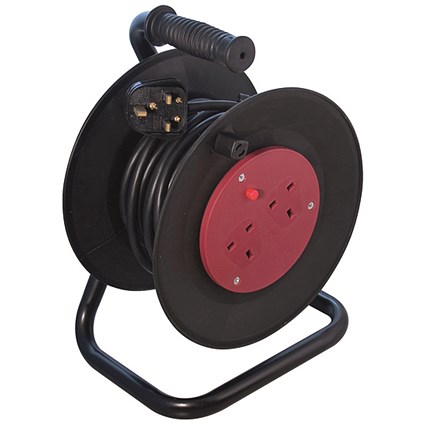 CED Extension Reel, 2 Sockets, 25m Lead, Black