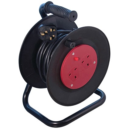 CED Extension Reel, 2 Sockets, 25m Lead, Black CED Extension Reel, 2 Sockets, 25m Lead, Black