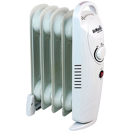 500W Six Fin Baby Oil-Filled Radiator, White 500W Six Fin Baby Oil-Filled Radiator, White