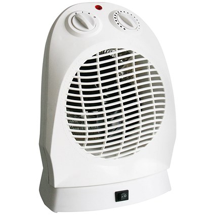 CED 2kW Oscillating Upright Fan Heater, White