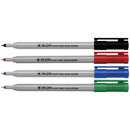 Ikon OHP Pen Non-Permanent Fine Point Assorted (Pack of 4)