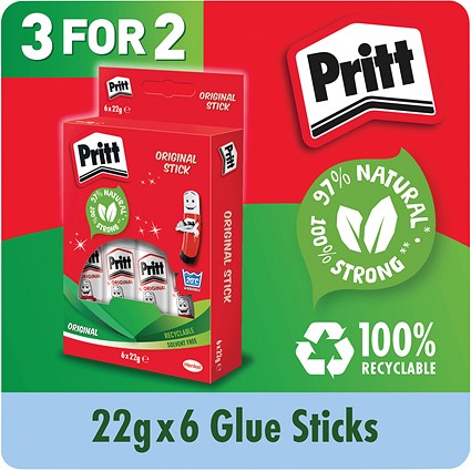 Pritt Stick Glue, Medium, 22g, Pack of 6 - 3 Pack Saver Bundle