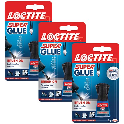 Loctite Brush-on Super Glue, Anti-spill safety Bottle, 5g - 3 Pack Saver Bundle