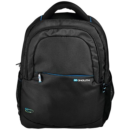 Monolith Blue Line Laptop Backpack, For up to 15.6 Inch Laptops, Black