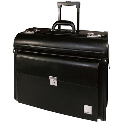 Monolith Leather Look Rolling Pilot Case, Black Monolith Leather Look Rolling Pilot Case, Black