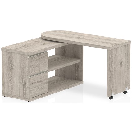 Fleur Smart Storage Desk, 1300mm, Grey Oak