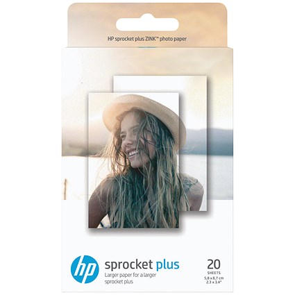 HP 58mm x 87mm Sprocket Plus Photo Paper, Glossy, 258gsm, Pack of 20