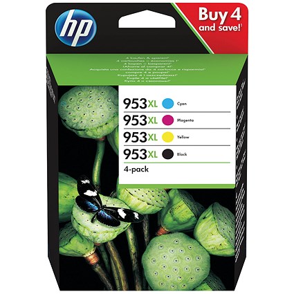 HP 953XL High Yield Ink Cartridges (4 Cartridges) 3HZ52AE