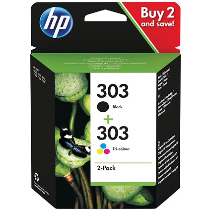 HP 303 Ink Cartridge Twin Pack Black/Tri-color CMY 3YM92AE