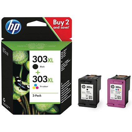 HP 303XL Black & Colour High Yield Ink Cartridges (2 Cartridges) 3YN10AE