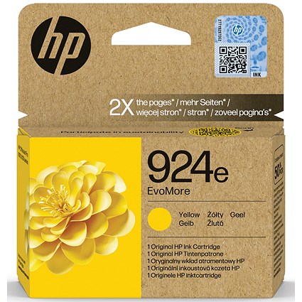 HP 924E EvoMore Original Ink Cartridge High Yield Yellow 4K0U9NE