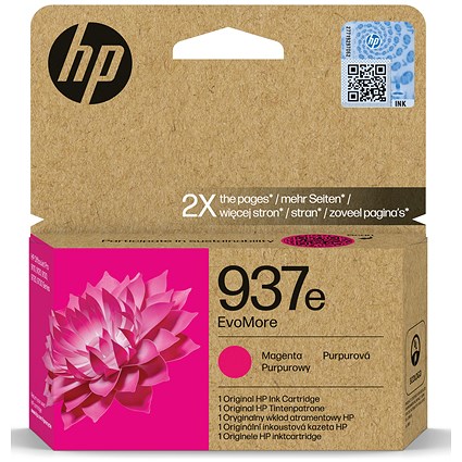 HP 937E EvoMore Original Ink Cartridge High Yield Magenta 4S6W7NE HP 937E EvoMore Original Ink Cartridge High Yield Magenta 4S6W7NE