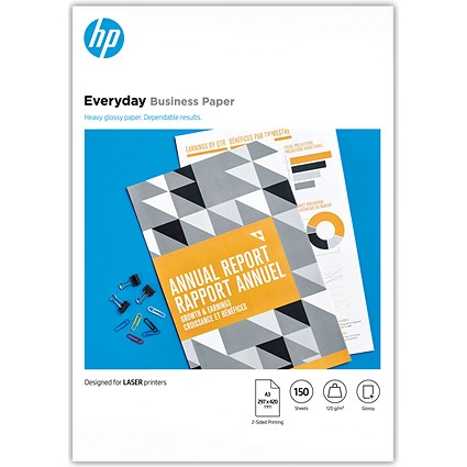 HP A3 Everyday Printer Paper, Glossy, 120gsm, Pack of 150