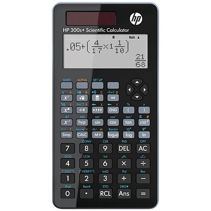 HP 300S+ 4 Line Scientific Calculator, Solar and Battery Power, Black