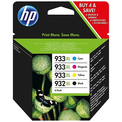 HP 932XL Black & HP 933XL Colour Ink Cartridges (4 Cartridges) C2P42AE