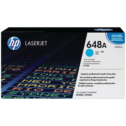 HP 648A Cyan Laser Toner Cartridge HP 648A Cyan Laser Toner Cartridge
