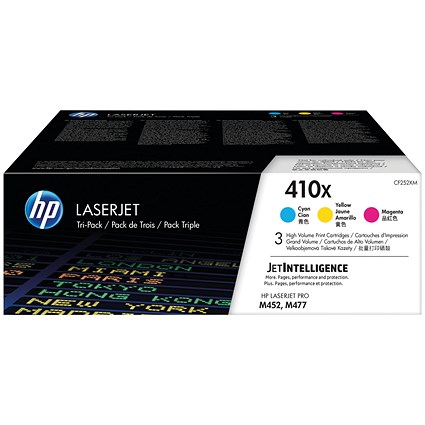 HP 410X High Yield Laser Toner Cartridges- Cyan, Magenta and Yellow (3 Cartridges)