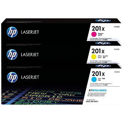 HP 201XM High Yield Laser Toner Cartridges - Cyan, Magenta and Yellow (3 Cartridges)