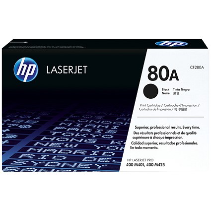 HP 80A Black Laser Toner Cartridge CF280A HP 80A Black Laser Toner Cartridge CF280A