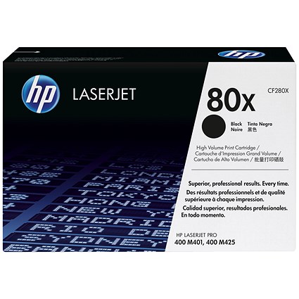 HP 80X Black Laser Toner Cartridge CF280X HP 80X Black Laser Toner Cartridge CF280X