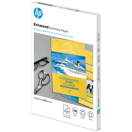 HP A4 Enhanced Glossy Paper, White, 150gsm, Ream (Pack of 150)
