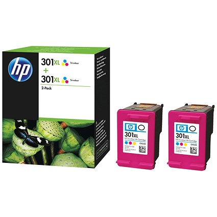 HP 301XL Colour High Yield Ink Cartridges (Twin Pack) D8J46AE