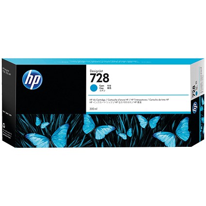HP 728 Original Ink Cartridge 300-ml Cyan F9K17A