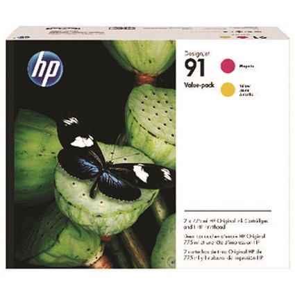 HP 91 Magenta and Yellow Ink Cartridges and Printhead P2V36A