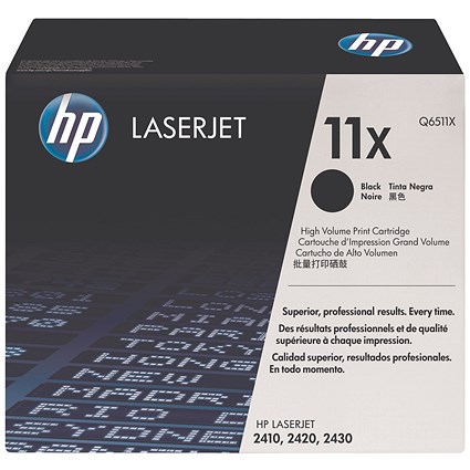HP 11X Black High Yield Toner Cartridge Q6511X