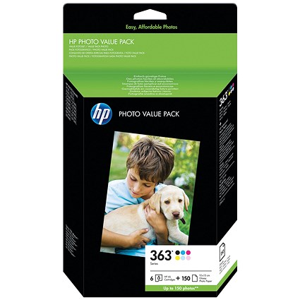 HP 363 Photo Pack (6 Cartridges & 150 Sheets of 10x15cm Paper) Q7966EE