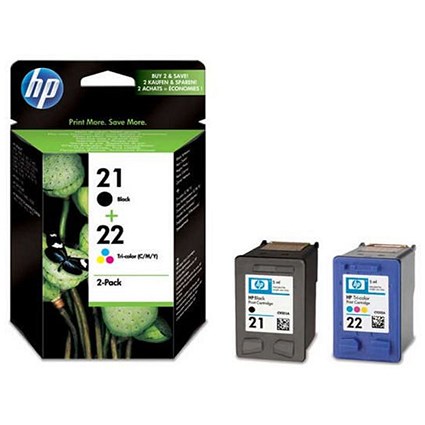 HP 21/22 Black/Tri-Colour Ink Cartridges (2 Cartridges)
