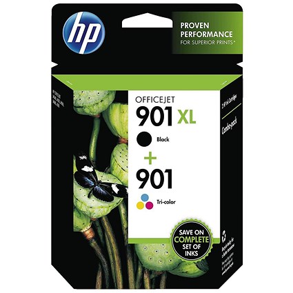 HP 901XL Black & HP 901 Tri-Colour Ink Cartridges (2 Cartridges) SD519AE