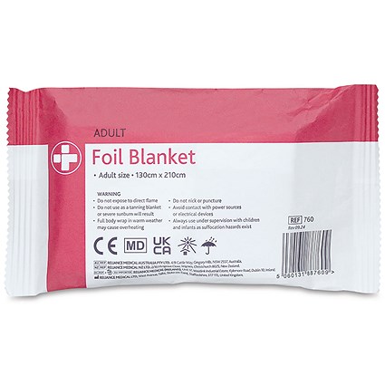 Reliance Medical Foil Blanket 130cm x 210cm Pack of 10