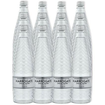 Harrogate Sparkling Water, Glass Bottles, 750ml, Pack of 12