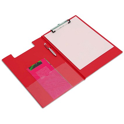 Rapesco Foldover Clipboard, Interior Pocket, Foolscap, Red