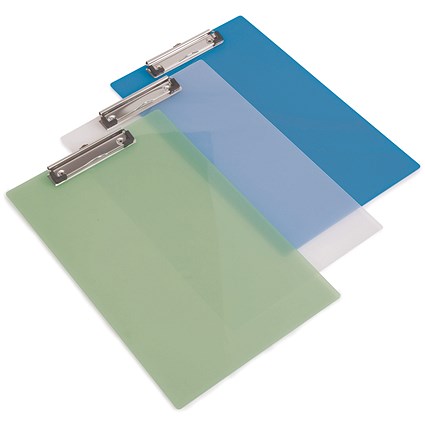 Rapesco Transparent Clipboard, Foolscap, Assorted, Pack of 10