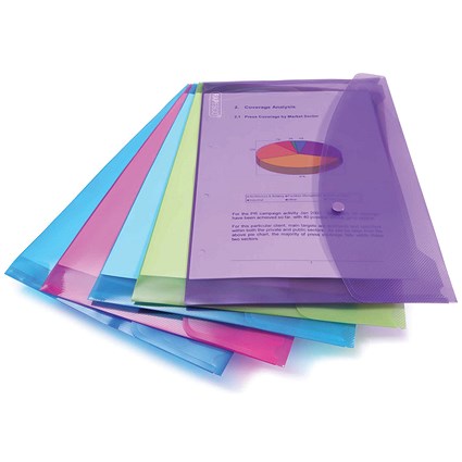 Rapesco Foolscap Popper Wallets, Assorted, Pack of 5 Rapesco Foolscap Popper Wallets, Assorted, Pack of 5