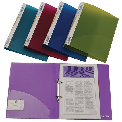 Rapesco Ring Binder, A4, 2 O-Ring, 25mm Capacity, Assorted, Pack of 10