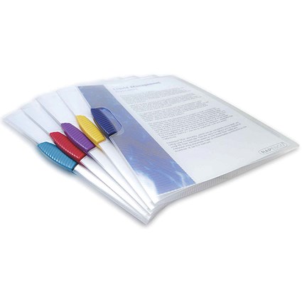Rapesco A4 Pivot Clip Files, 3mm Spine, Assorted, Pack of 5