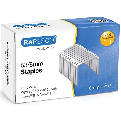 Rapesco 53/8mm Chisel Point Staples, Pack of 5000 Rapesco 53/8mm Chisel Point Staples, Pack of 5000