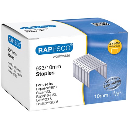 Rapesco 923/10mm Heavy Duty Staples, Pack of 4000