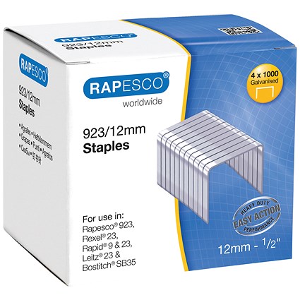 Rapesco 923/12mm Staples, Pack of 4000