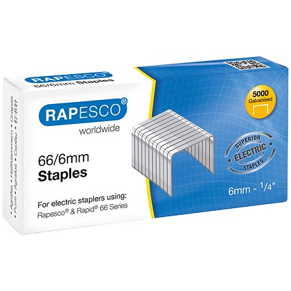 Rapesco 66/6mm Staples Chisel Point (Pack of 5000)