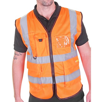 Beeswift Executive Mesh Waistcoat, Orange, 2XL Beeswift Executive Mesh Waistcoat, Orange, 2XL