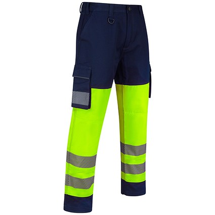 Guardian Hivis Safety Combat Trousers, Saturn Yellow/Navy Blue, 42S