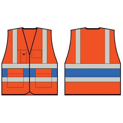 Beeswift Executive Vest, Orange With Royal Blue Band, Large