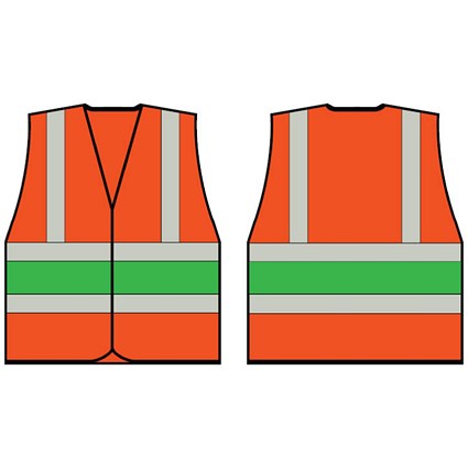 Beeswift High Visibility Vest, Orange With Green Band, 3XL